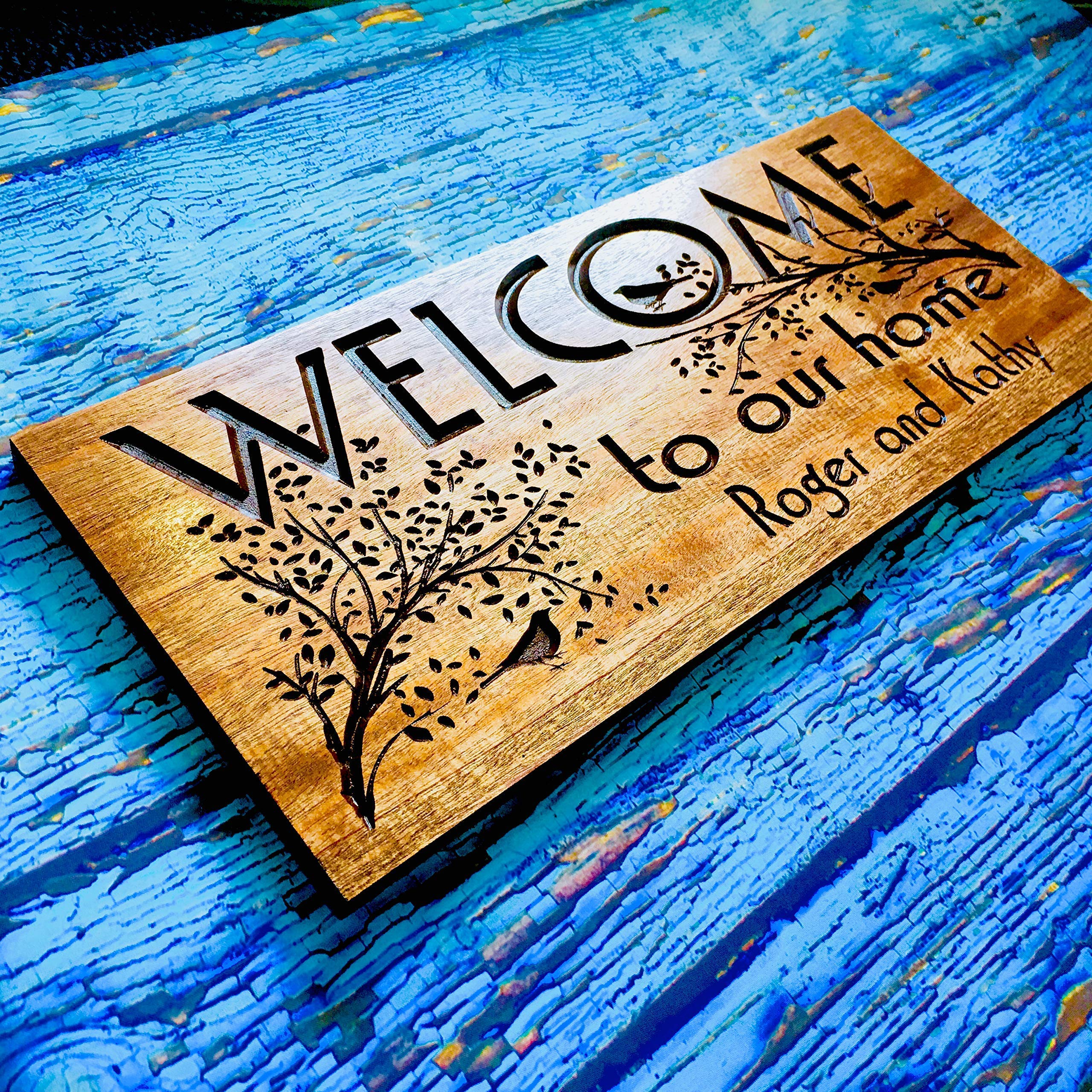 Mahogany outdoor sign with mounting hardware