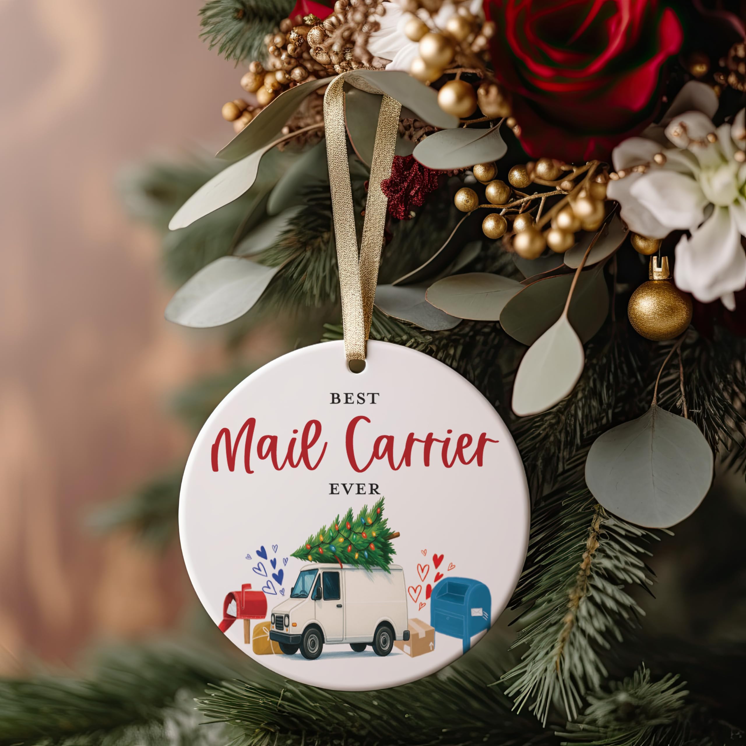 Mailwoman ornament honoring postal staff decorative keepsake