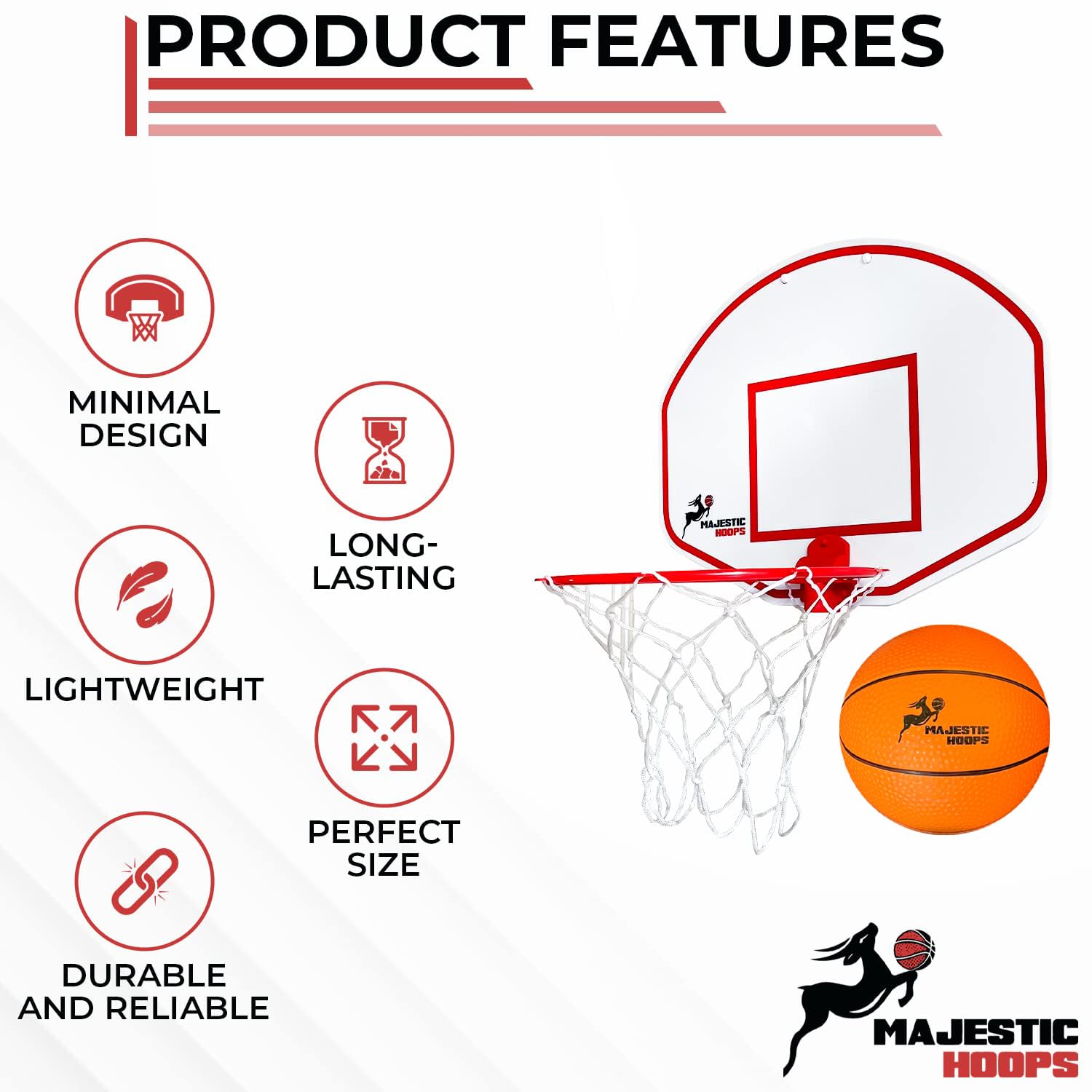 Indoor door basketball hoop with 15.75 x 11.8 inch hoop