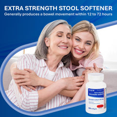 Docusate sodium 250mg softgel laxative bottle close up