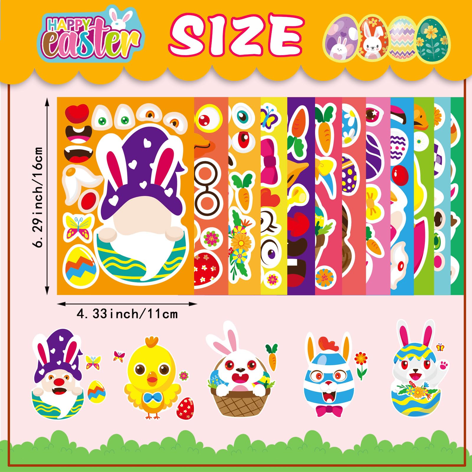 Make a Face Stickers for Kids 12 designs