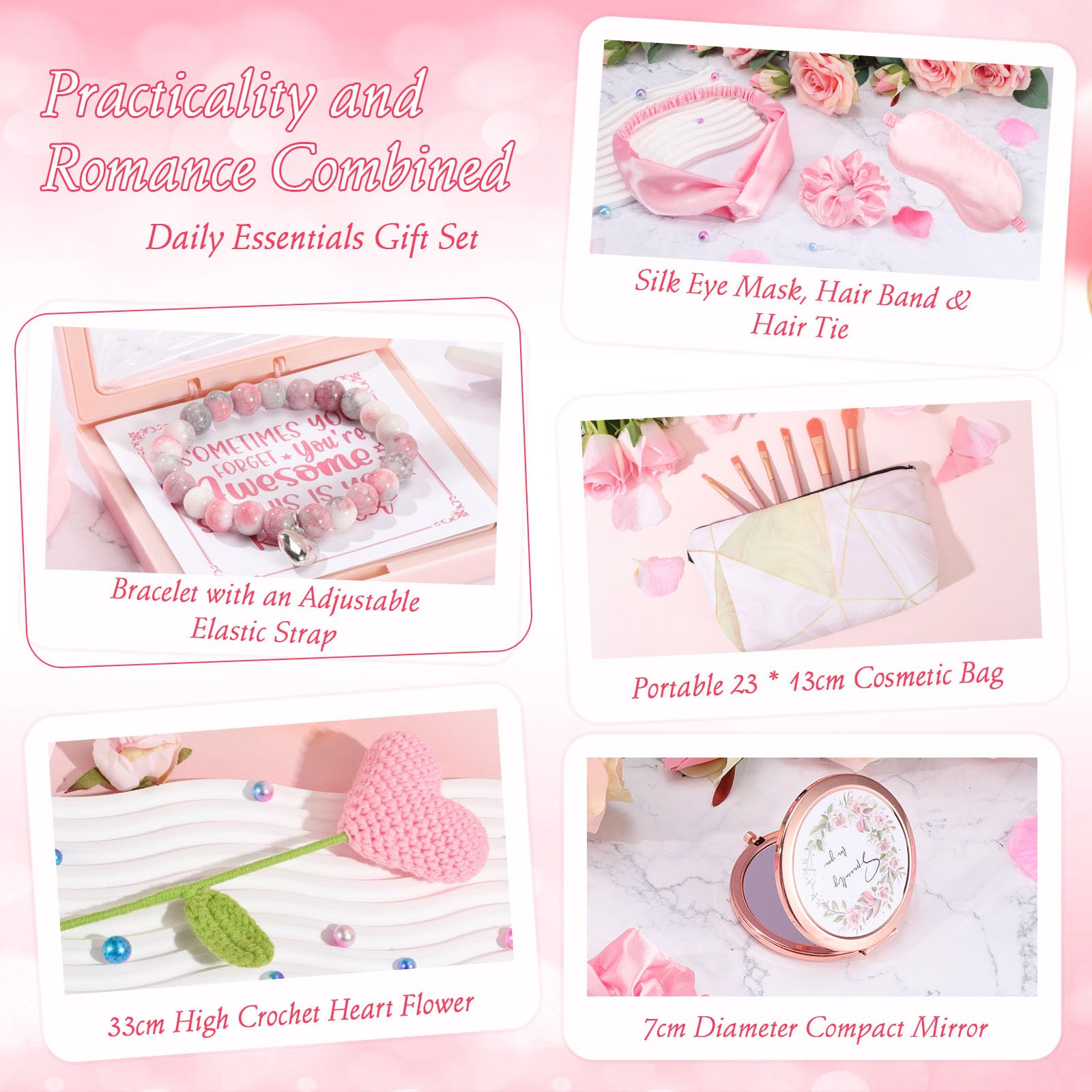 dried flowers gift card inside rose themed gift box