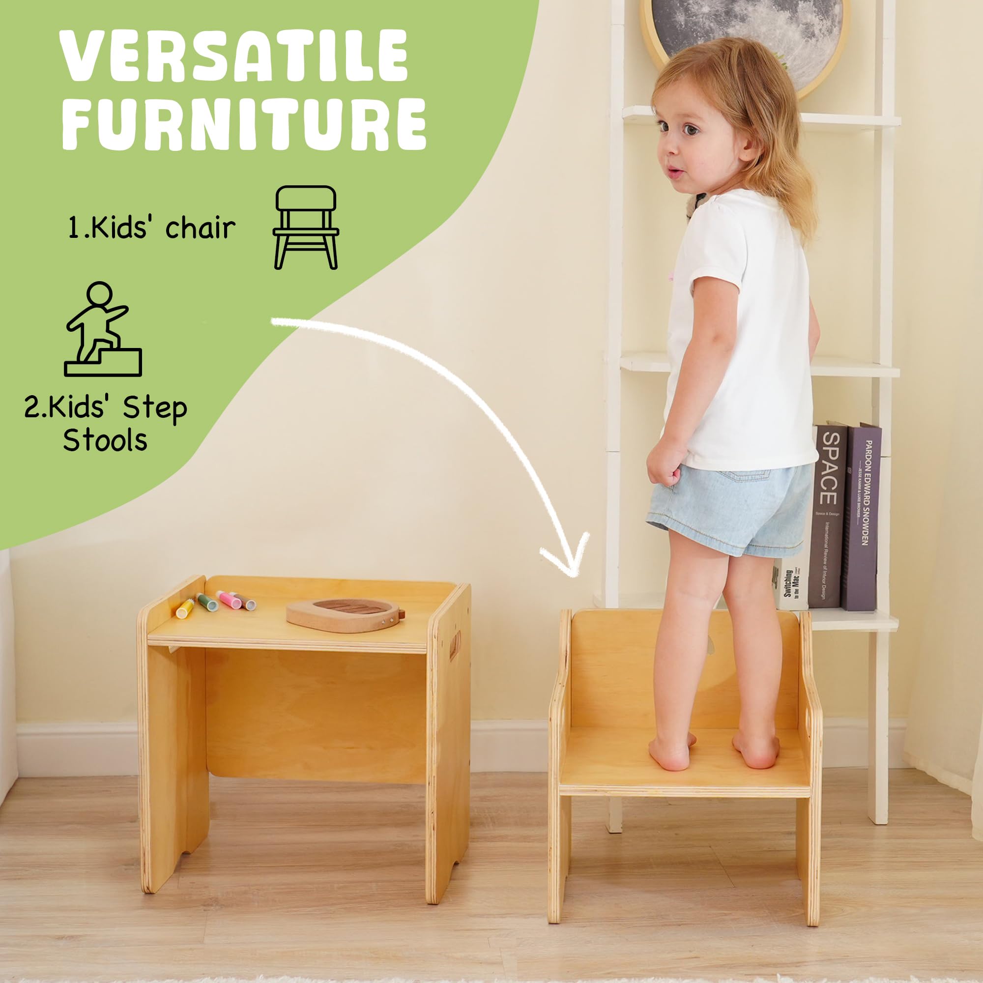 Table and chairs stored together for space saving