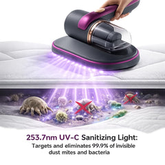 Malolu handheld UV bed vacuum cleaner on mattress