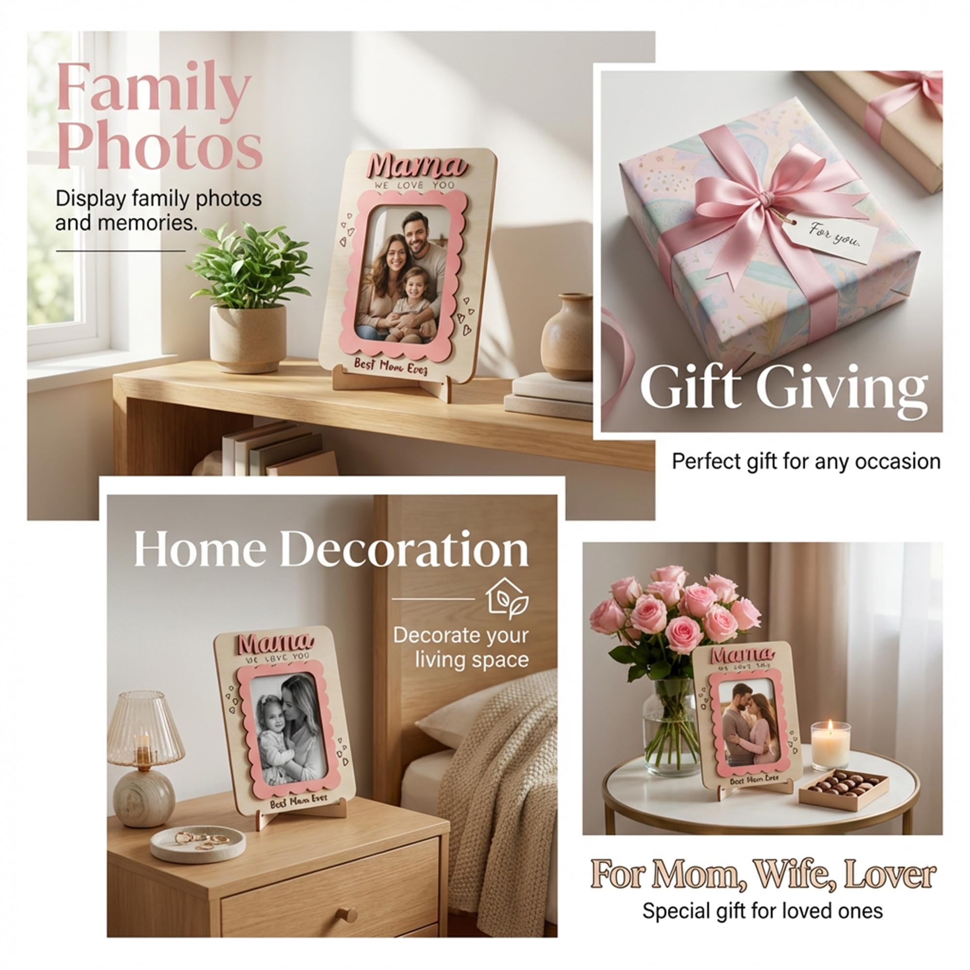 Premium wooden decor frame for desk or shelf
