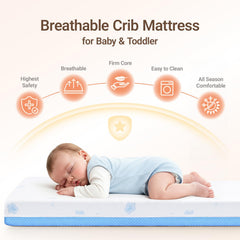 Mini crib mattress 38x24 size close up