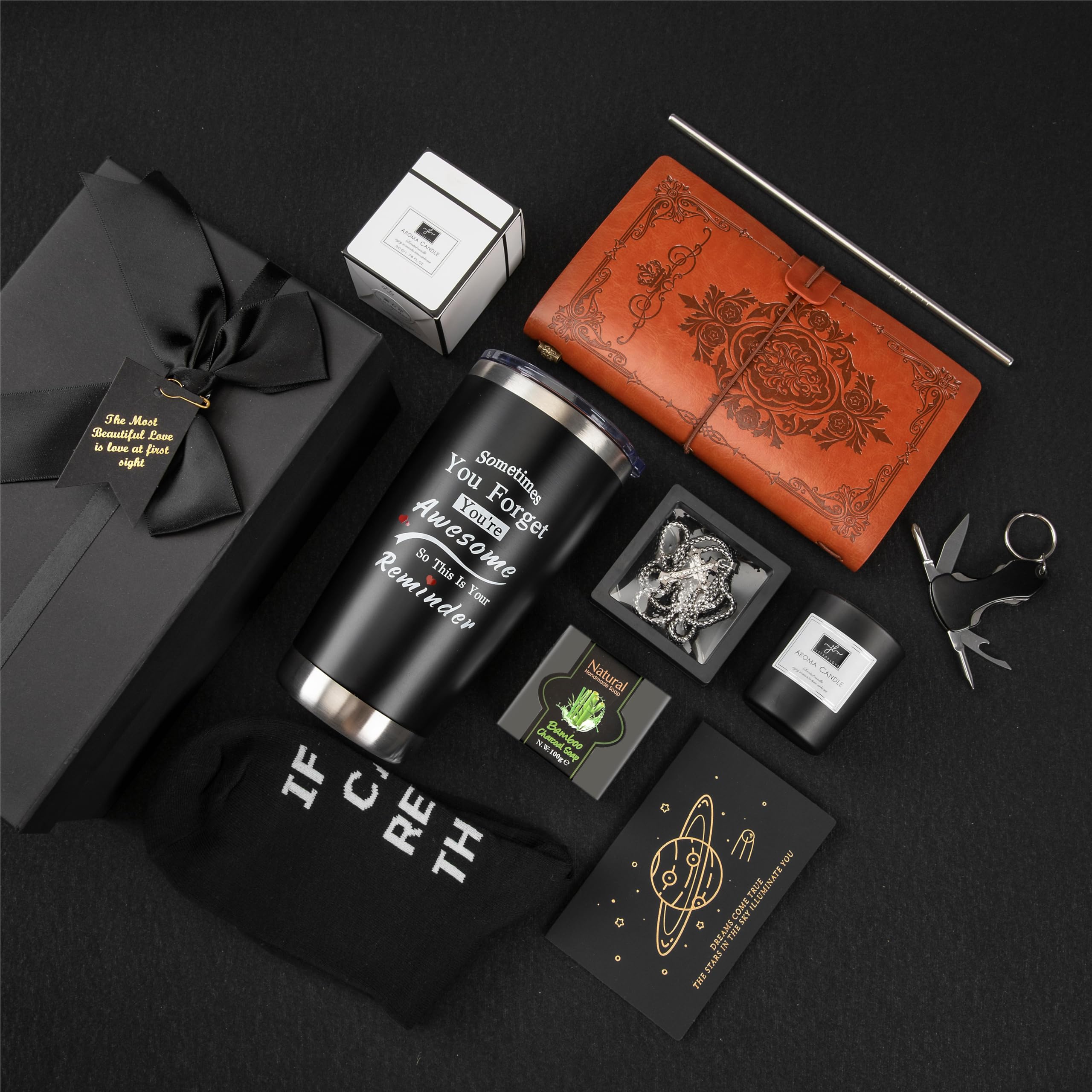 Socks and basket items in man gifts basket ideas set for him