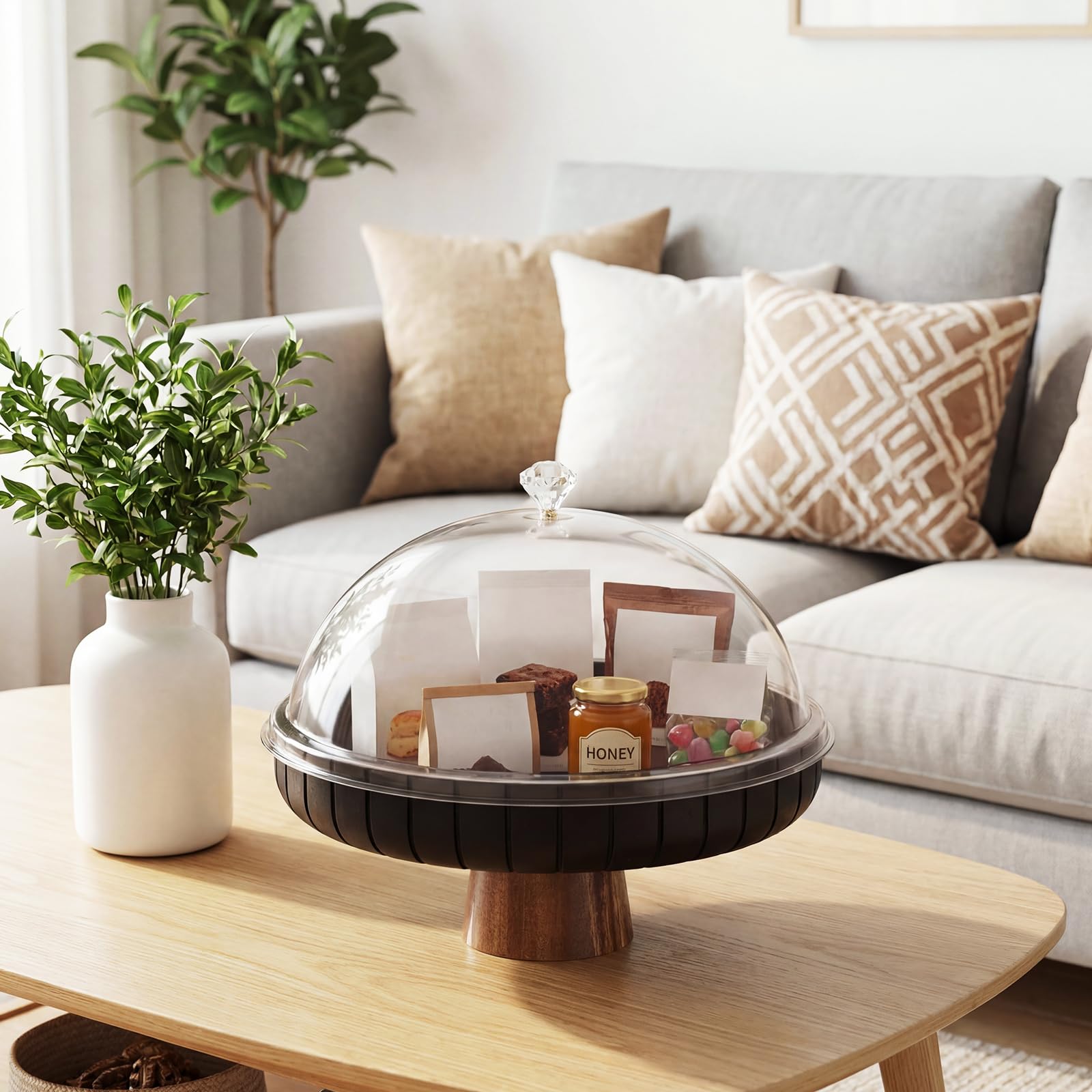 Mango wood bowl with airtight lid for fruits