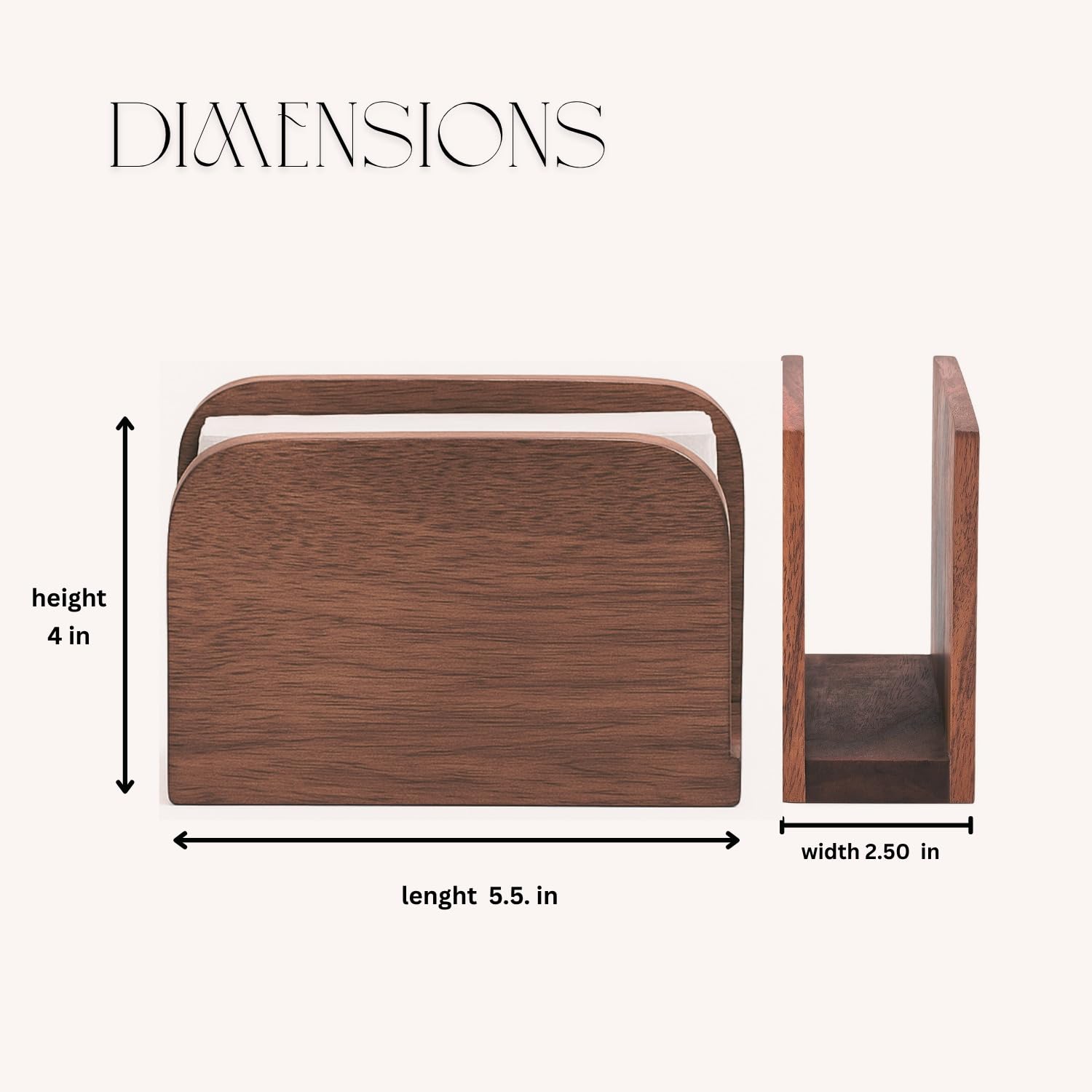Mango wood napkin stand for kitchen dining room