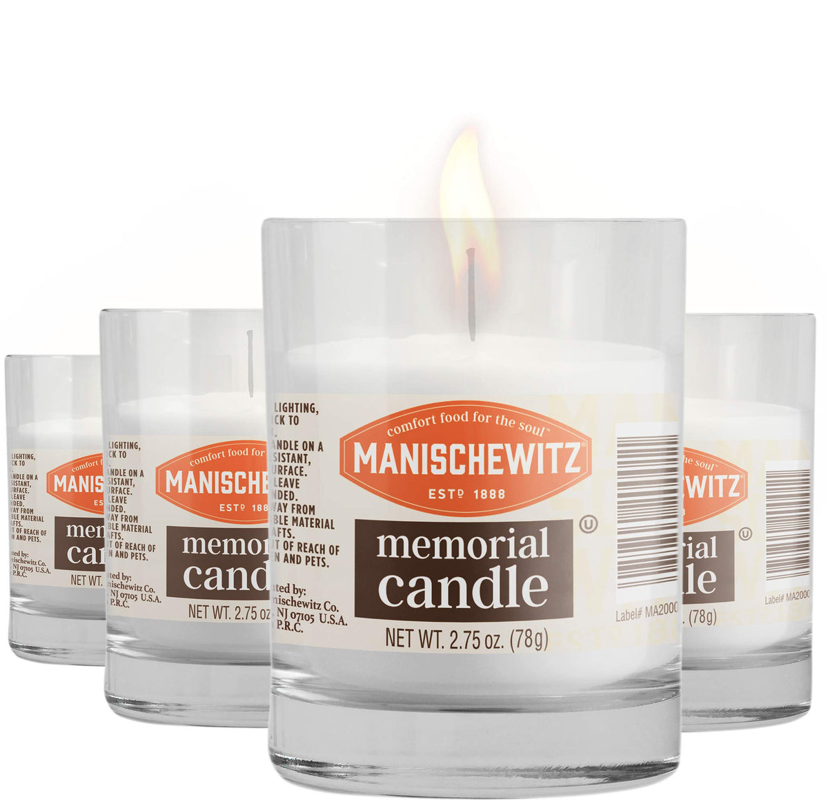 Manischewitz 24 Hour Candles in a glass tumbler 4 pack for Yahrzeit memorials