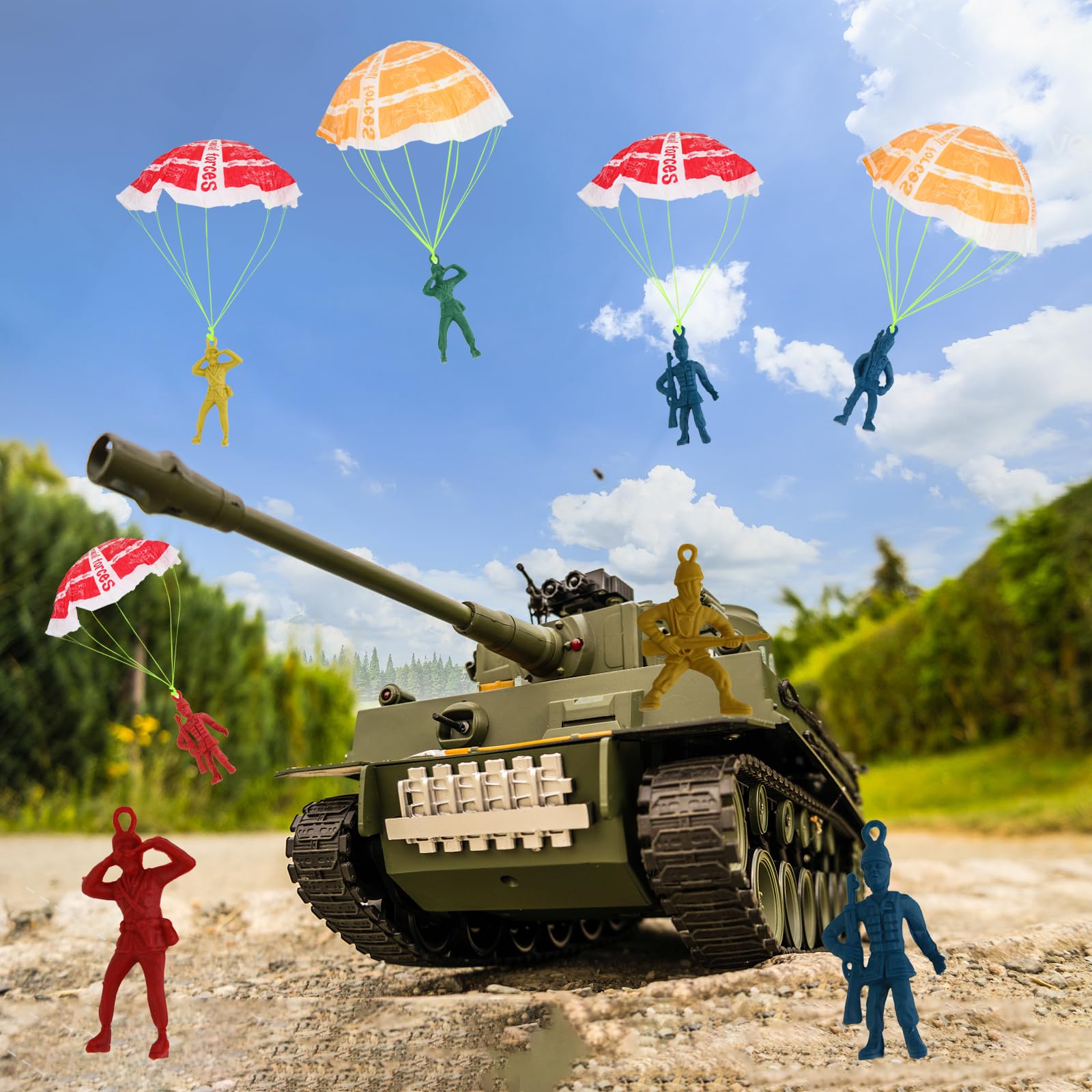 Parachute toy landing action demonstration