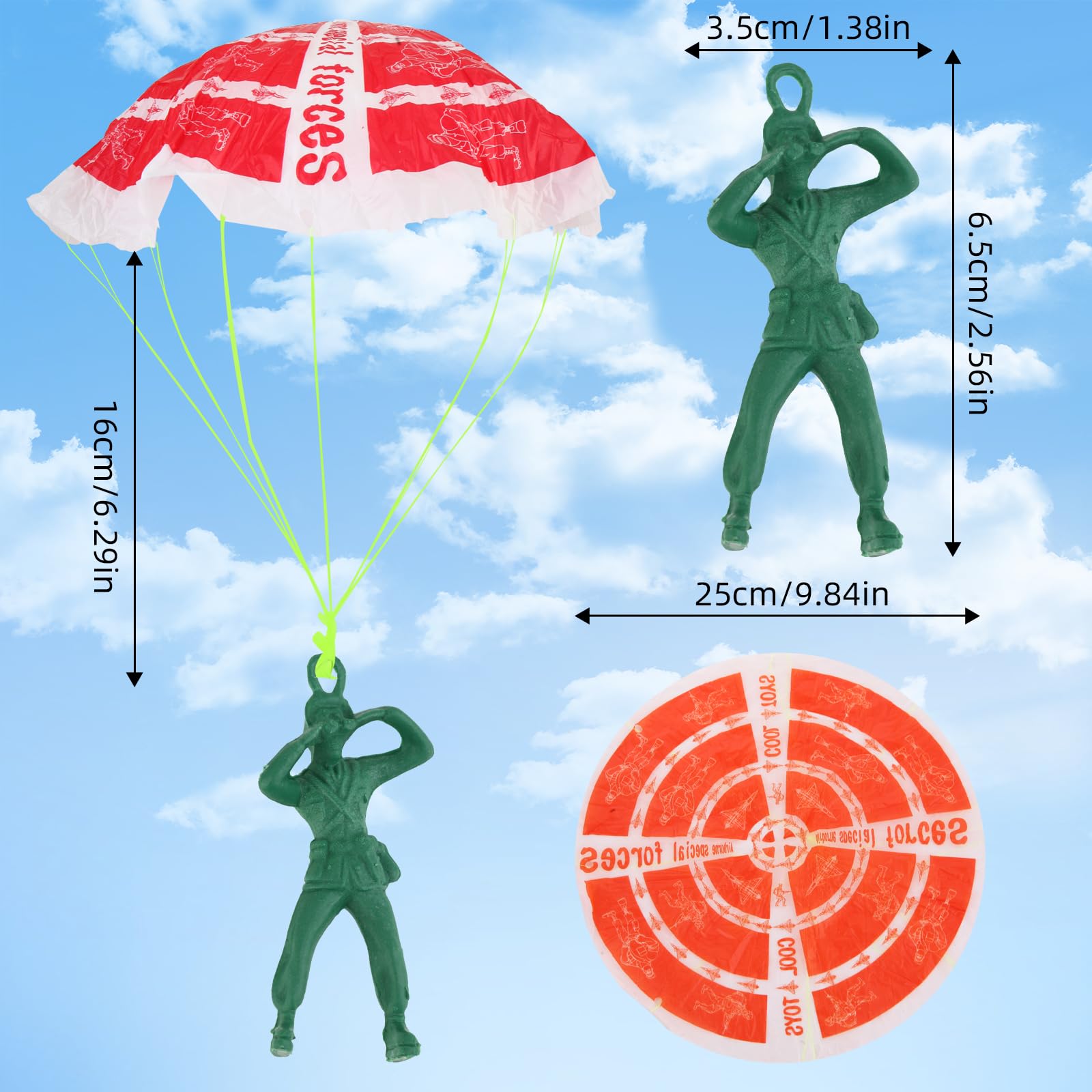 Paratrooper figure and parachute toy from Manmel 40PCS