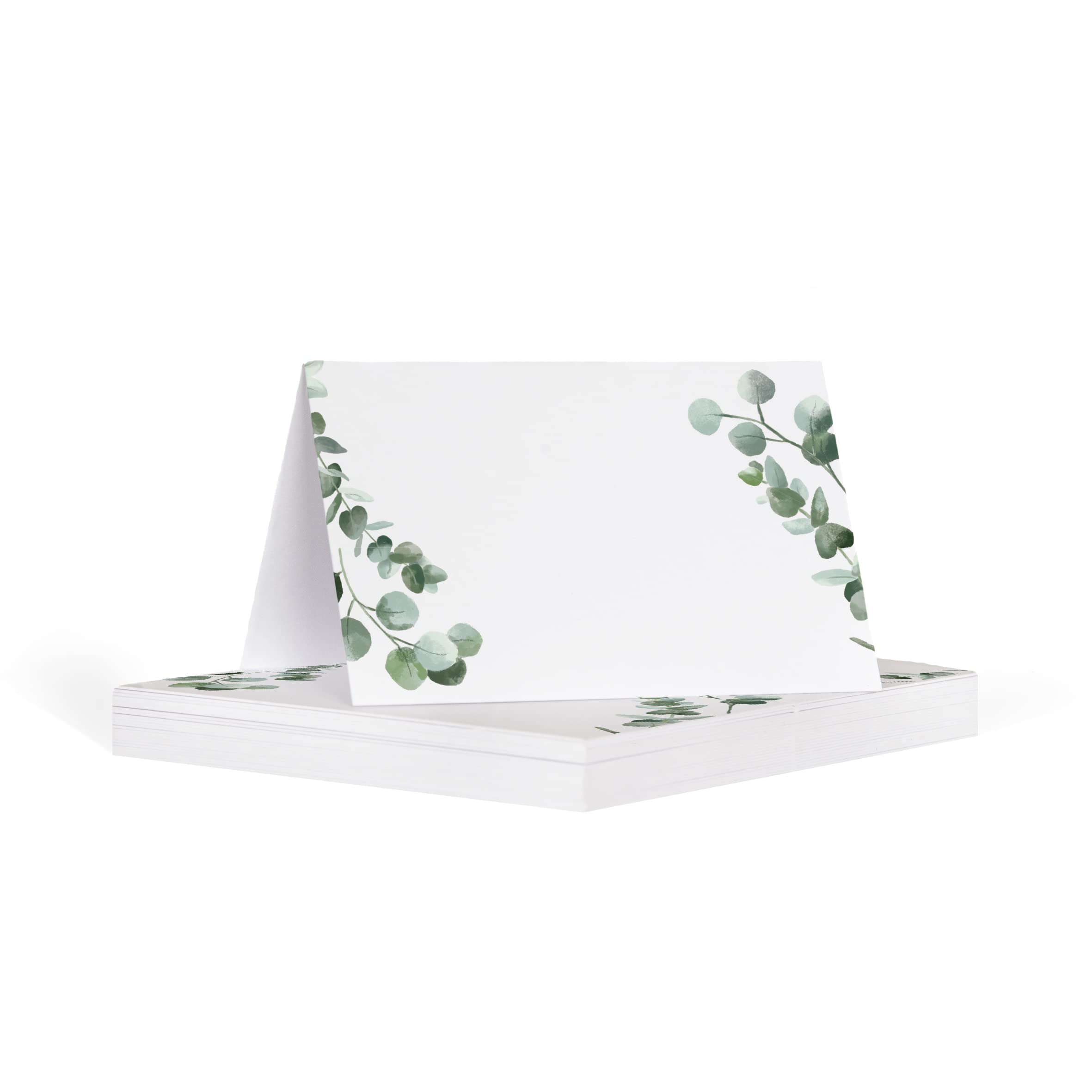 Manta Makes Eucalyptus name place cards in white and green