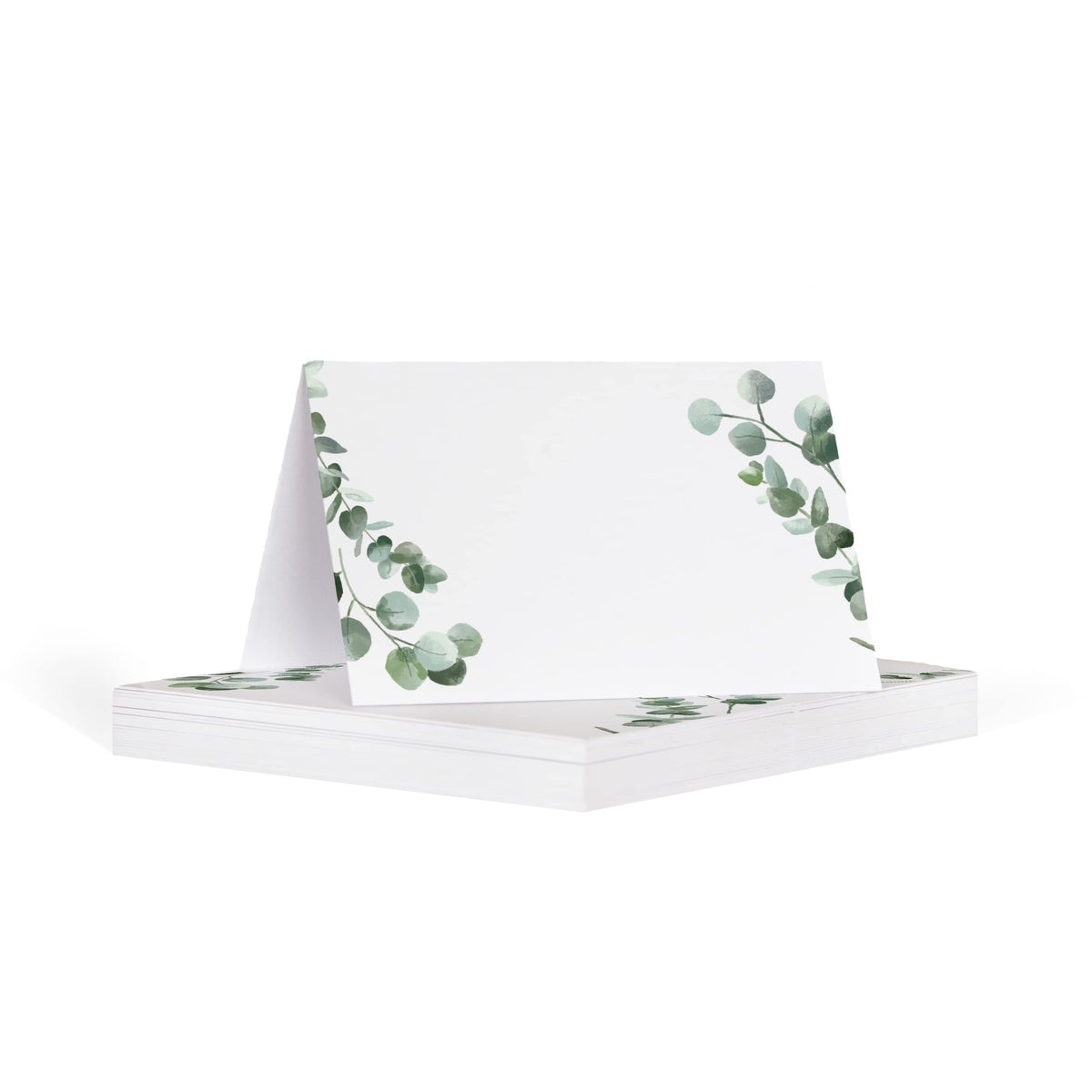Manta Makes Eucalyptus name place cards in white and green