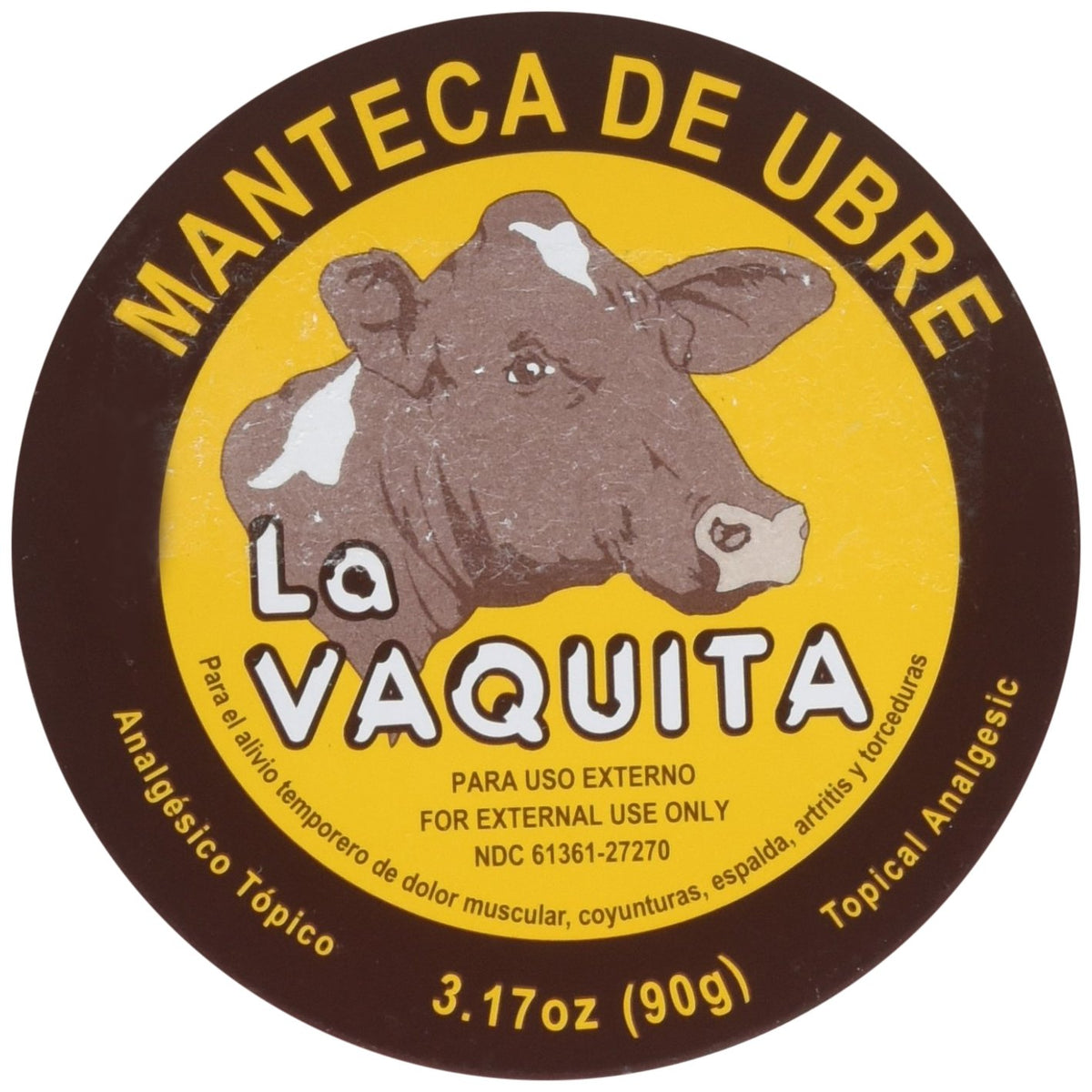 Manteca De Ubre La Vaquita 3.17 oz topical analgesic tin