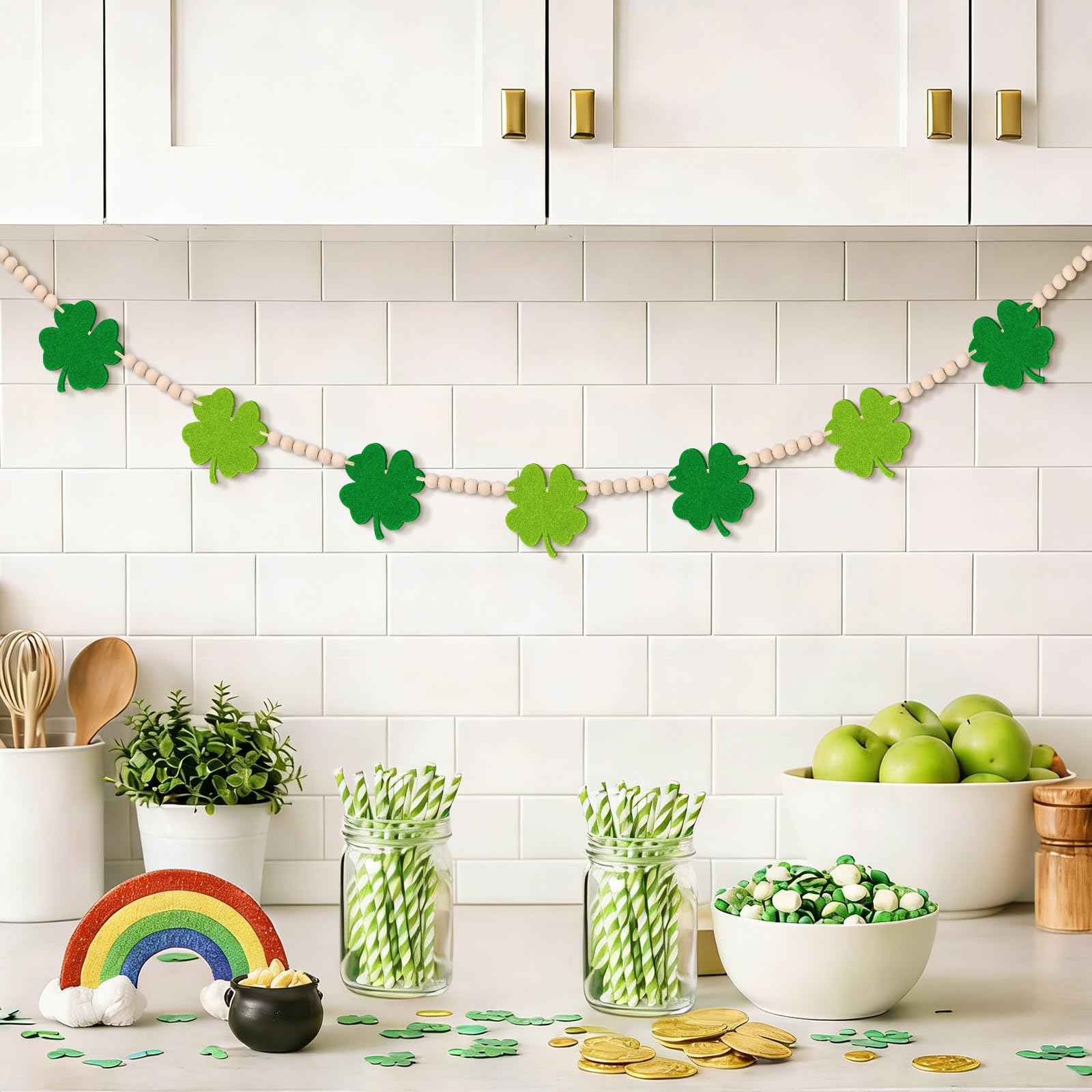 Mantel and doorway garland suitable for St Patrick's Day decor