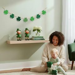4.2 ft long garland displayed on wall for St Patrick's Day decor