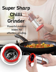 Manual spice grinder for dried chili peppers and herbs