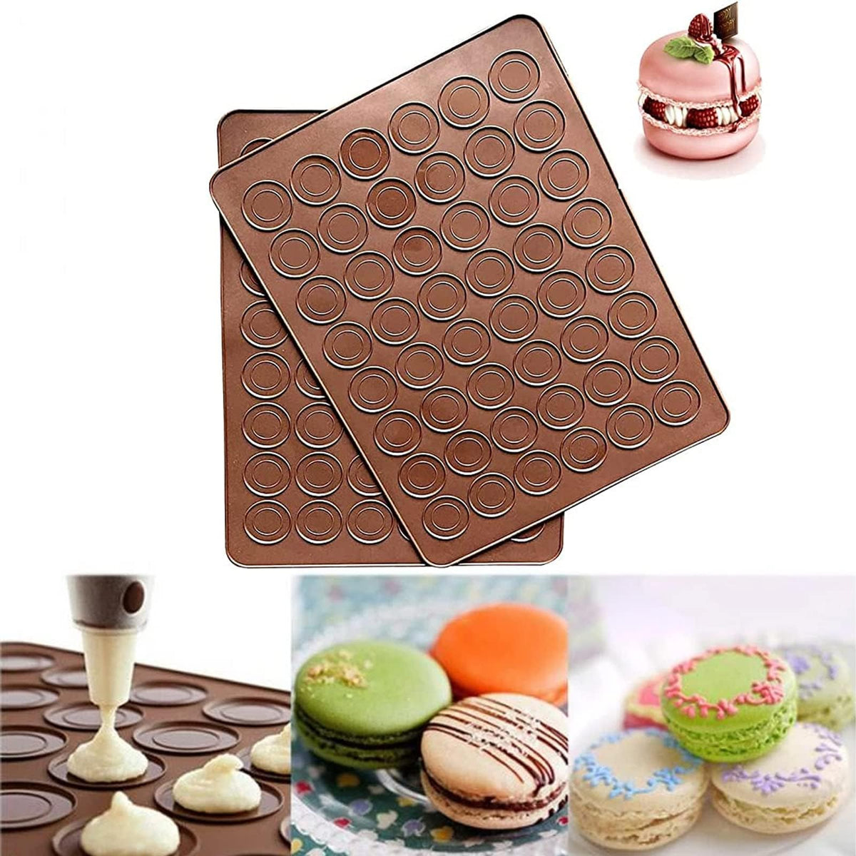 Manwetye macaron silicone baking mat set of 2