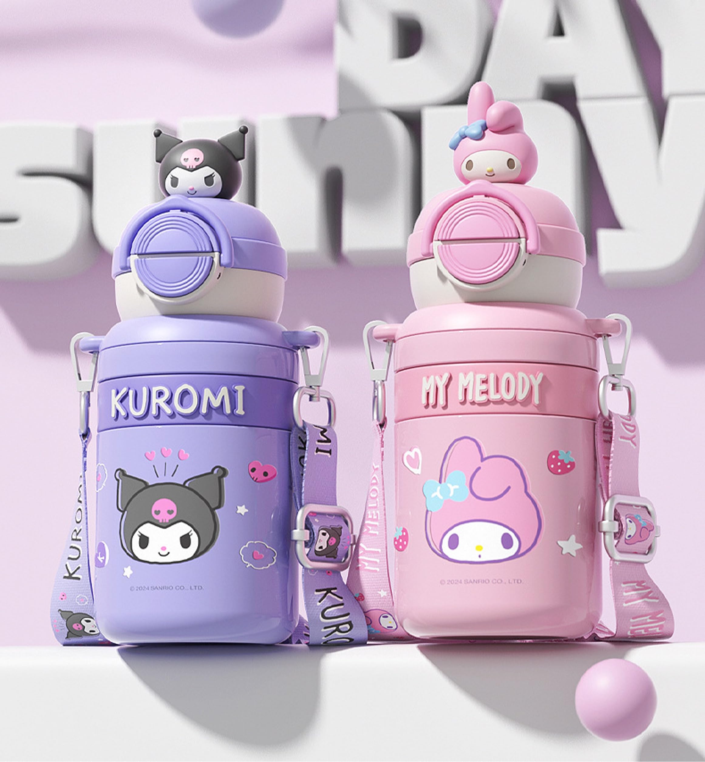 Many Rainbows Kuromi product shot 500ml water bottle