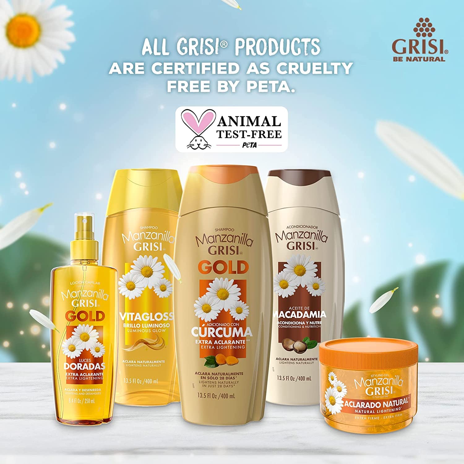 Manzanilla Grisi cleansing shampoo packaging bottles 13.5 oz