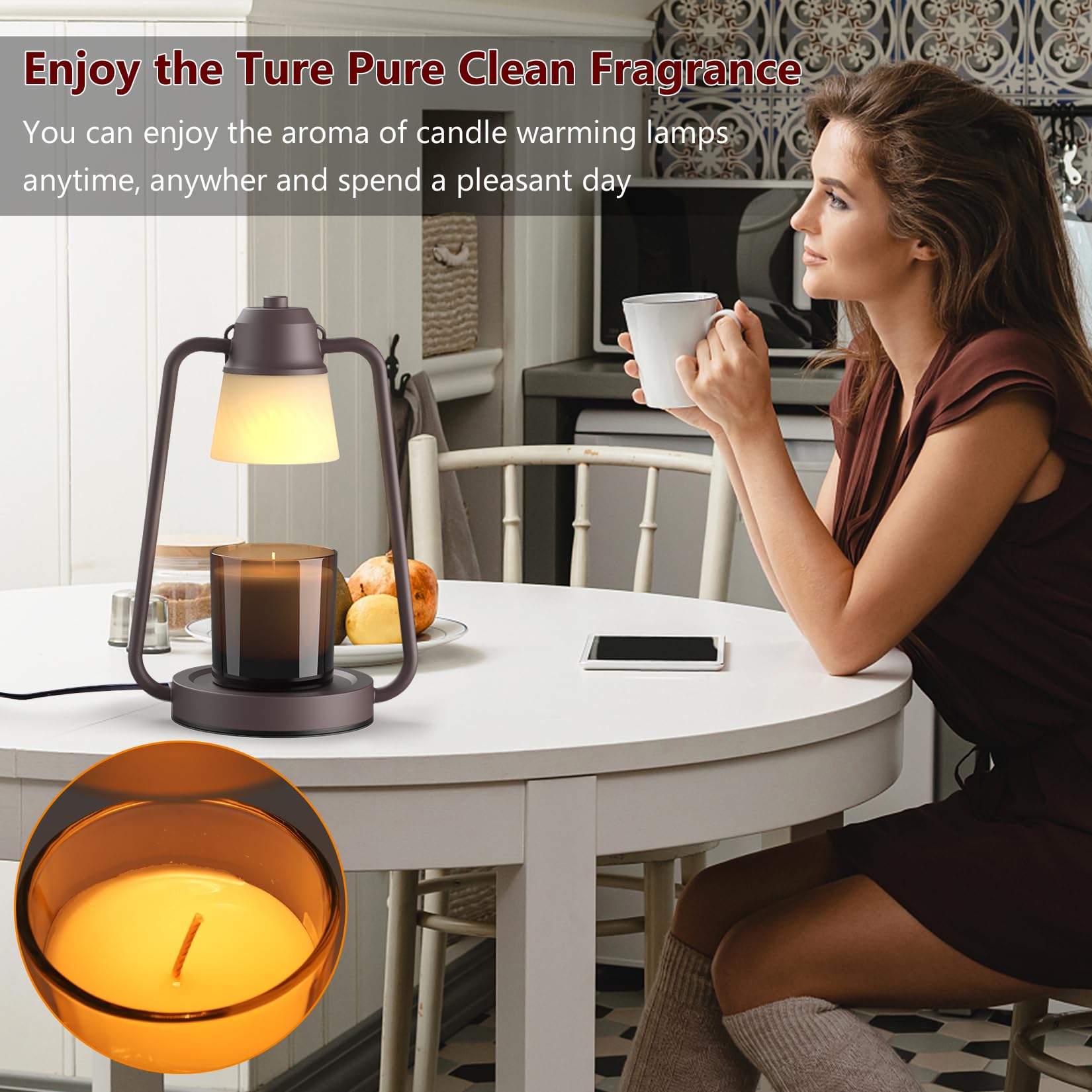 Dimmer and timer controlled candle warmer for home decor