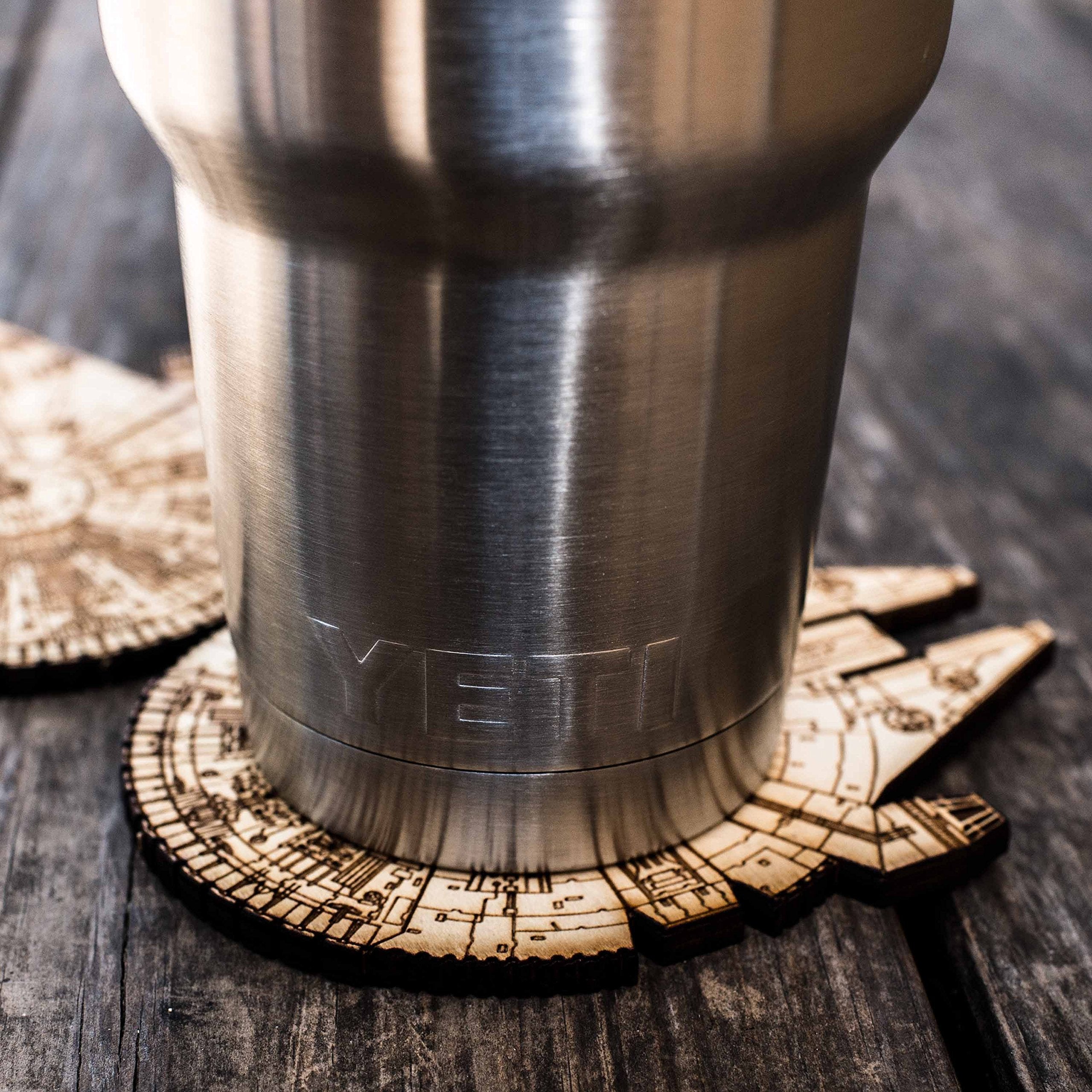 Maple wood coasters engraved MFalcon