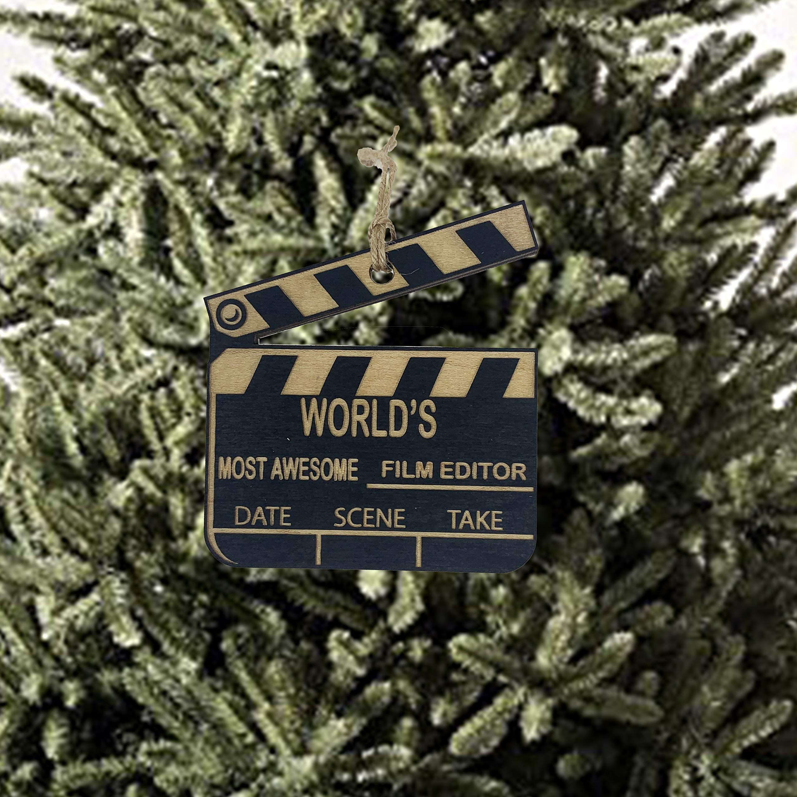 Two image views Ornament BLACK Worlds most awesome Film Editor maple wood