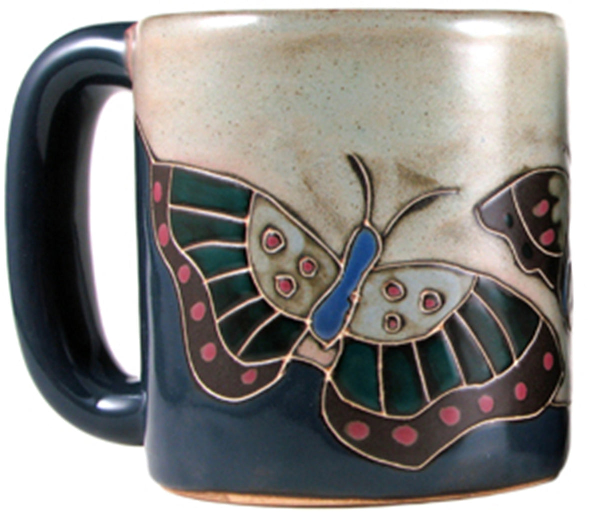 Mara Stoneware Mug Butterfly Blue 16 oz front view