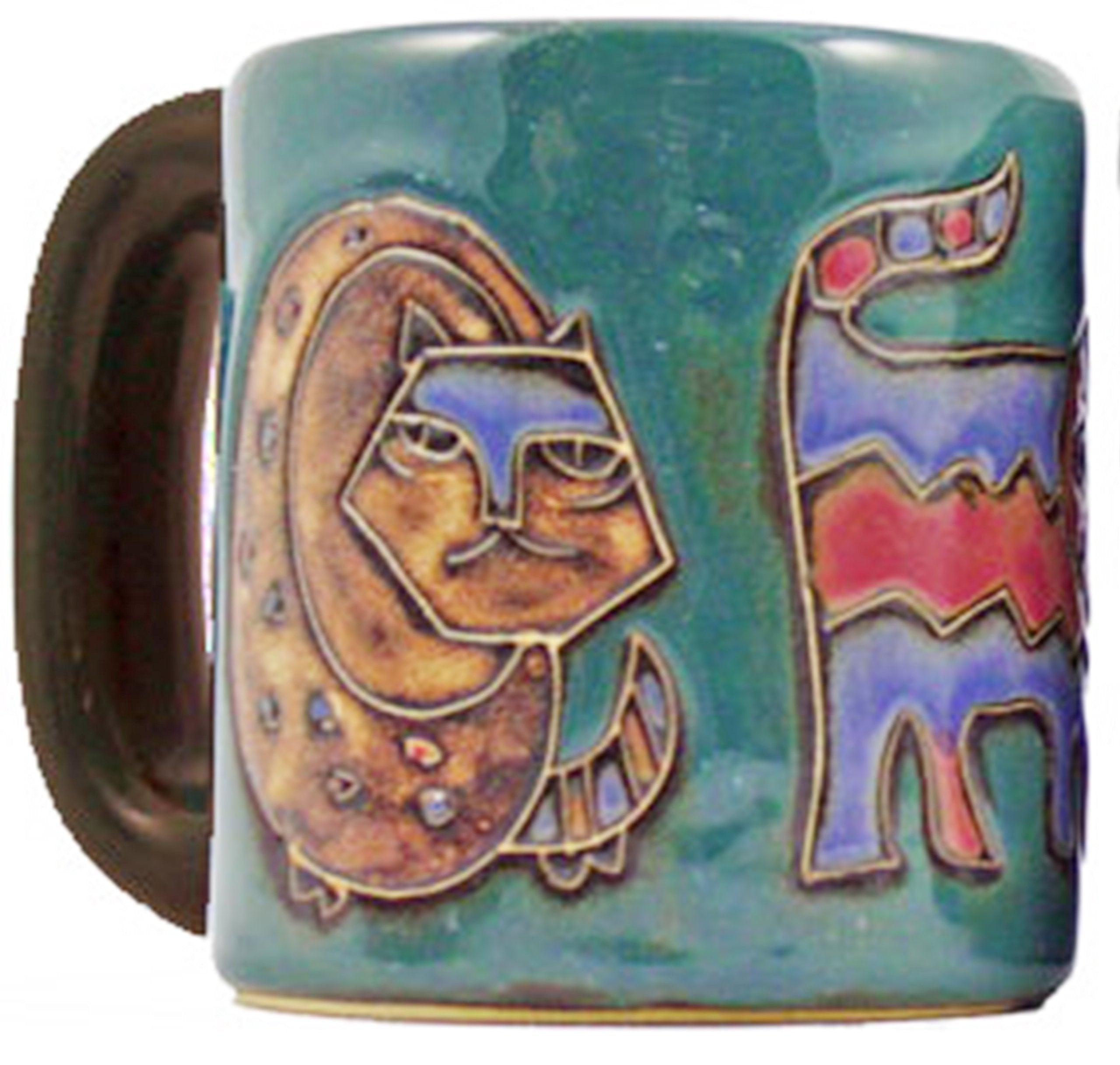 Cat design Mara Stoneware Mug Green 16 oz