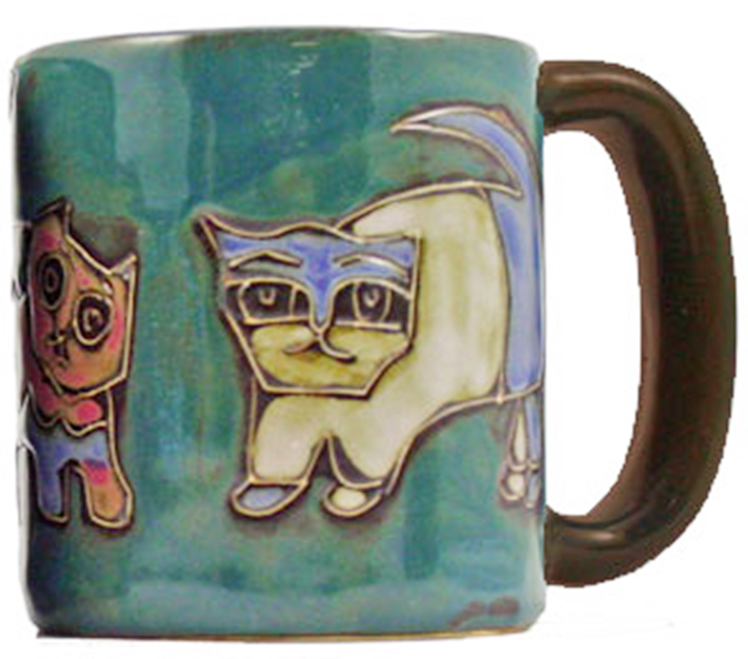 Mara Stoneware Mug Cats Green 16 oz