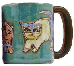 Mara Stoneware Mug Cats Green 16 oz