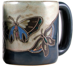 Mara Stoneware Mug Butterfly Blue 16 oz back view