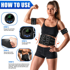 Muscle toner device showing belt and training modes image