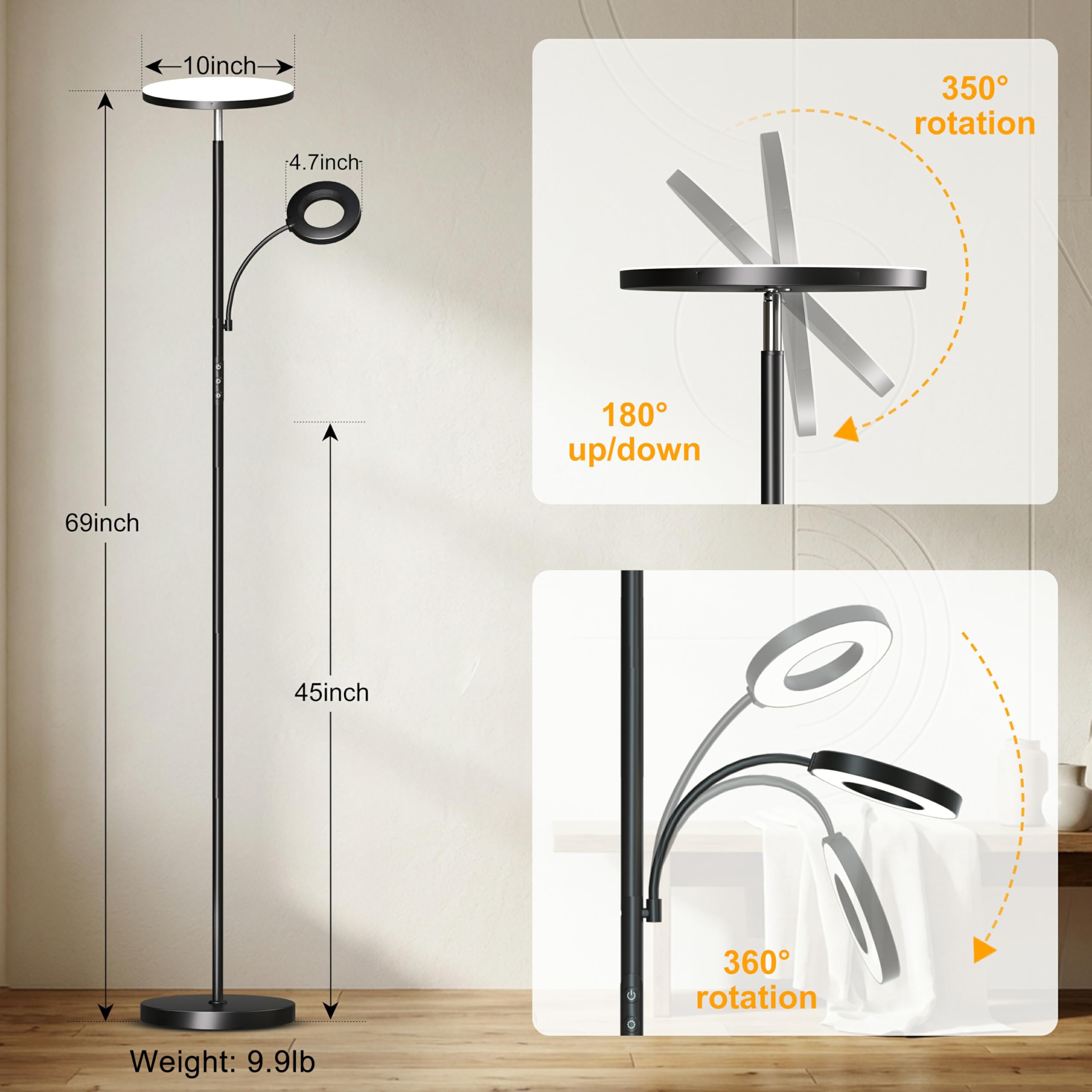 2700K-6500K color temperature on marctronic floor lamp