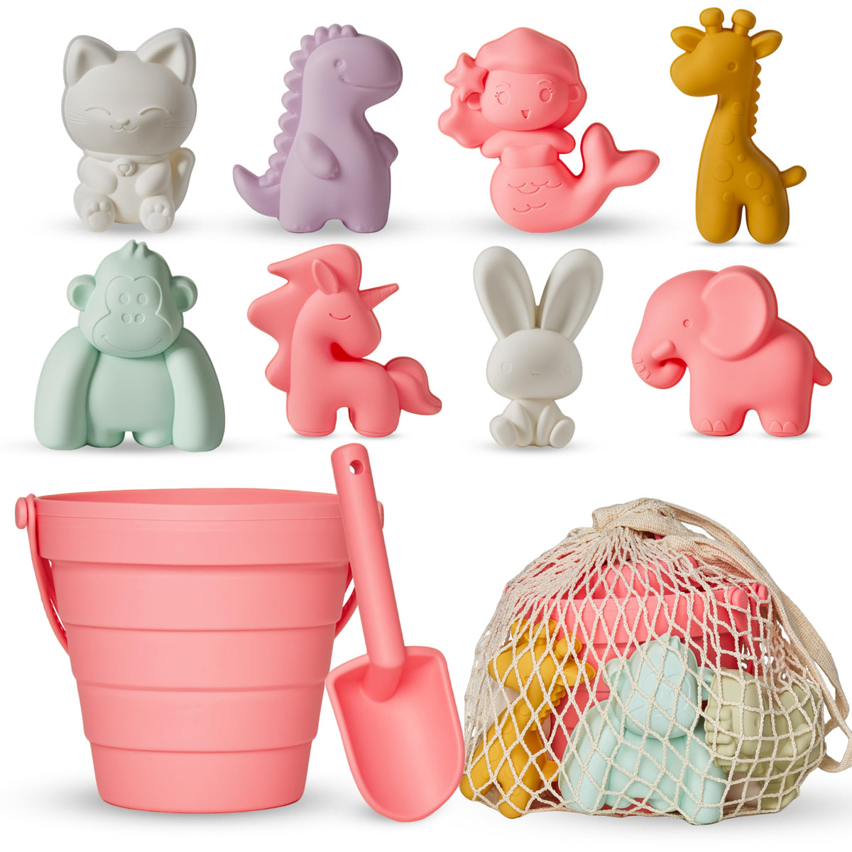 MarcZero 11pcs silicone beach toys peach pink set