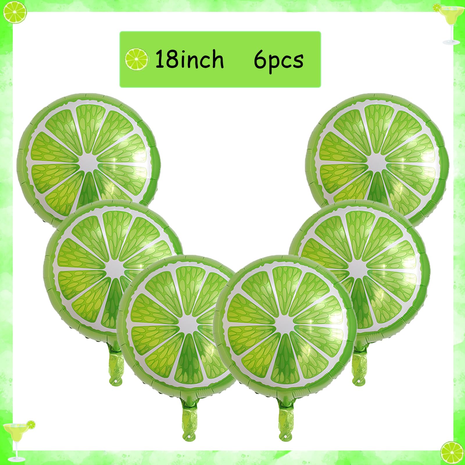Margarita Lime Mylar Balloons 10 piece set for celebrations