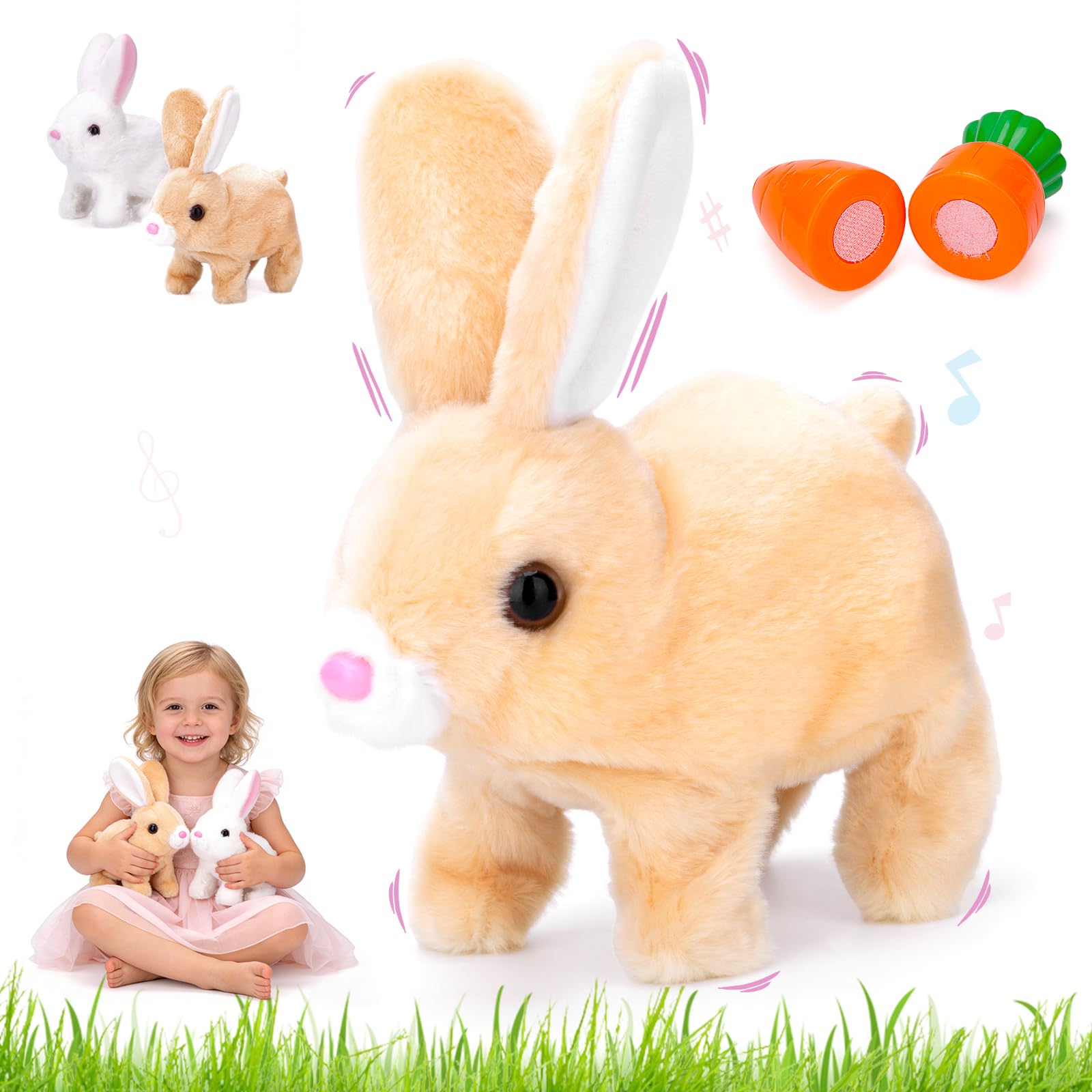 marhook hopping bunny toy brown plush with hopping movement