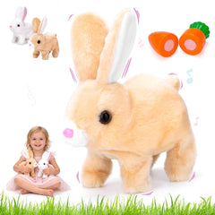 marhook hopping bunny toy brown plush with hopping movement