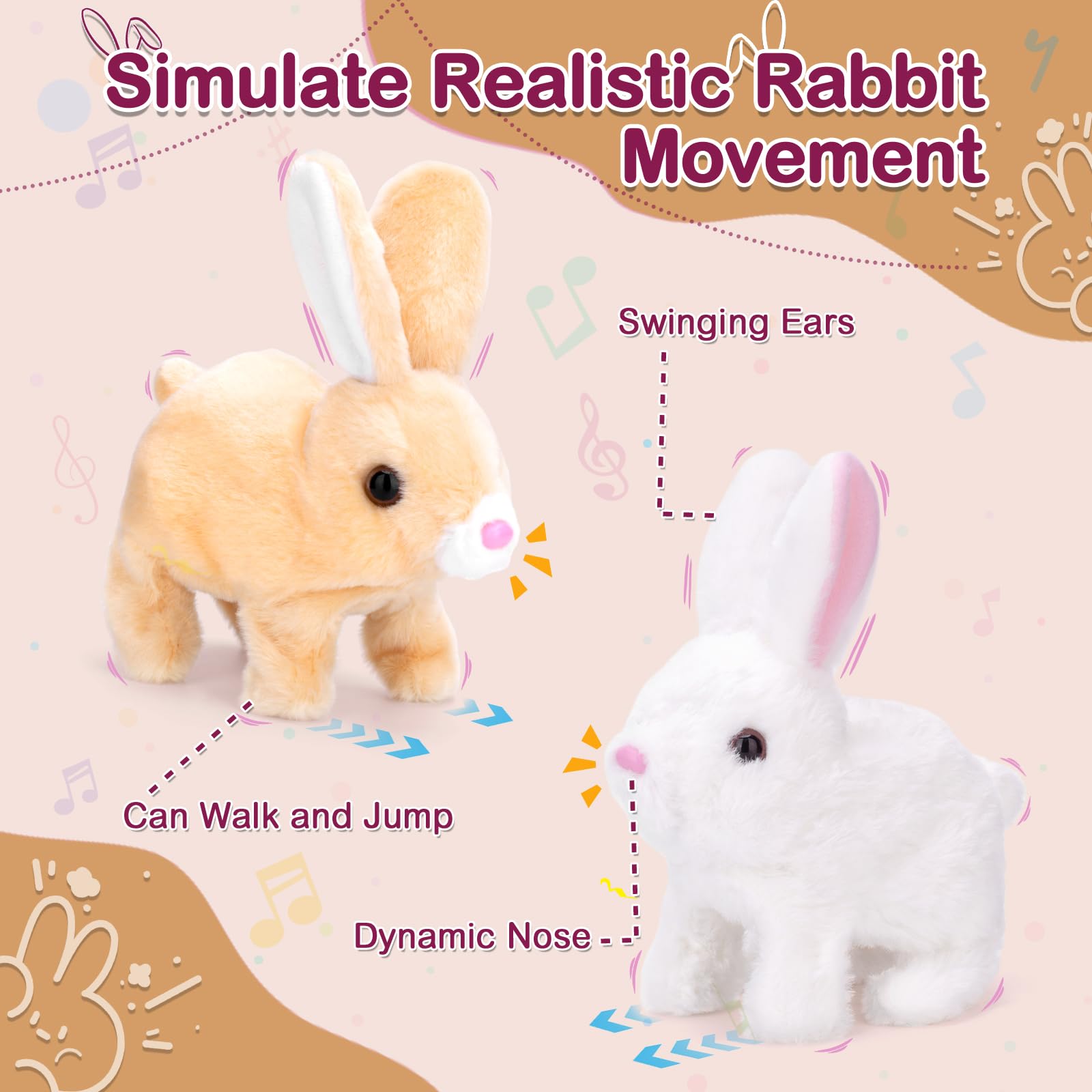 interactive bunny stuffed animal brown with carrot accessory