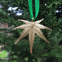 2 inch marijuana leaf ornament in gold finish