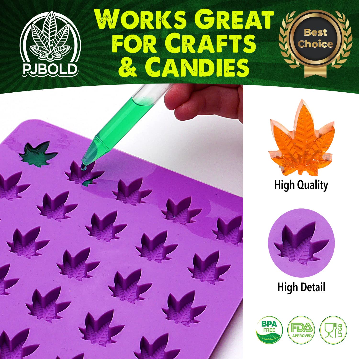 Leaf shaped gummy mold being used for candies