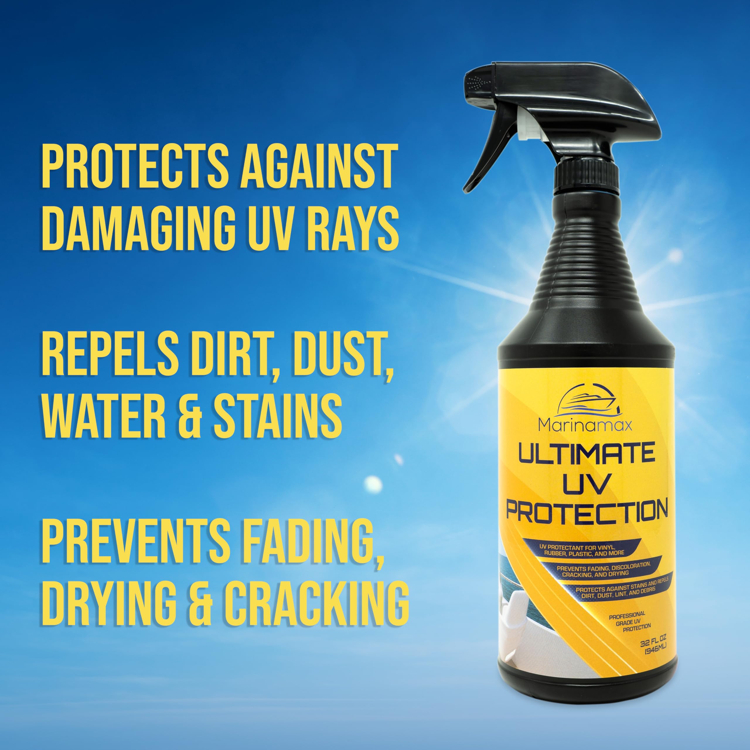 Vinyl surface protected by Marinamax UV spray
