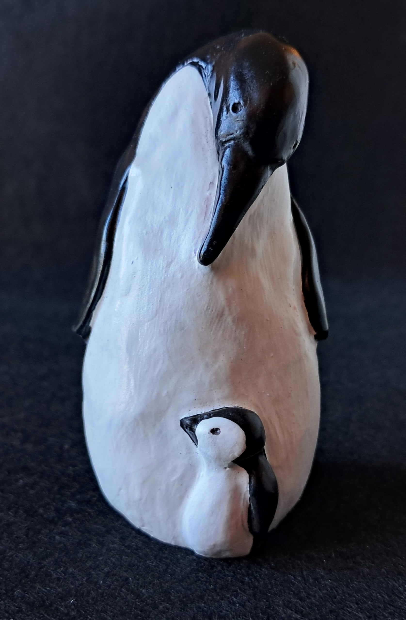 Grey stone look penguin decorative art statue