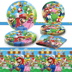 Mario Birthday Party Supplies plates napkins tablecover set