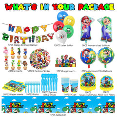 5 foil balloons included in Mario party kit