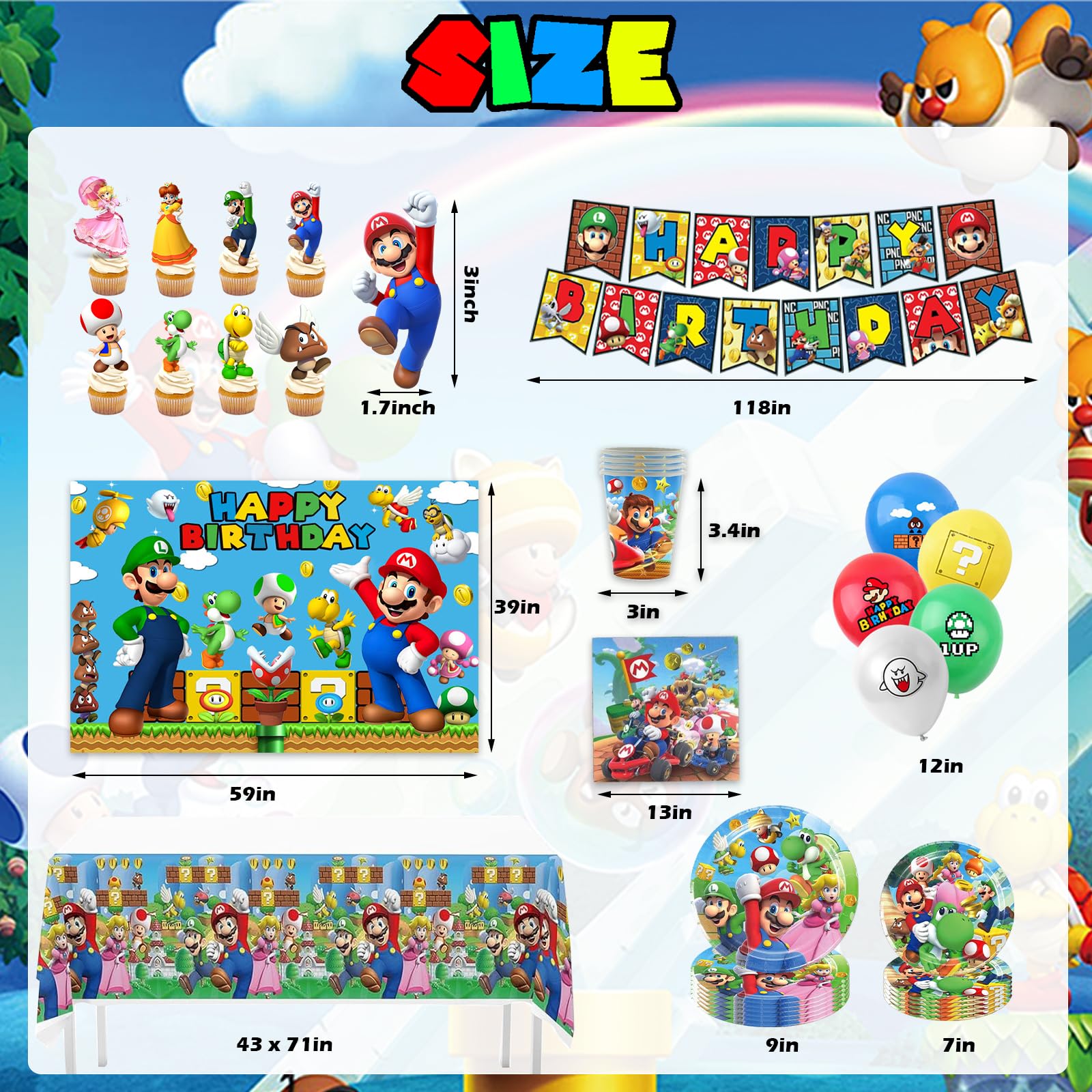 Thick latex balloons from Mario 14-in-1 decorations set