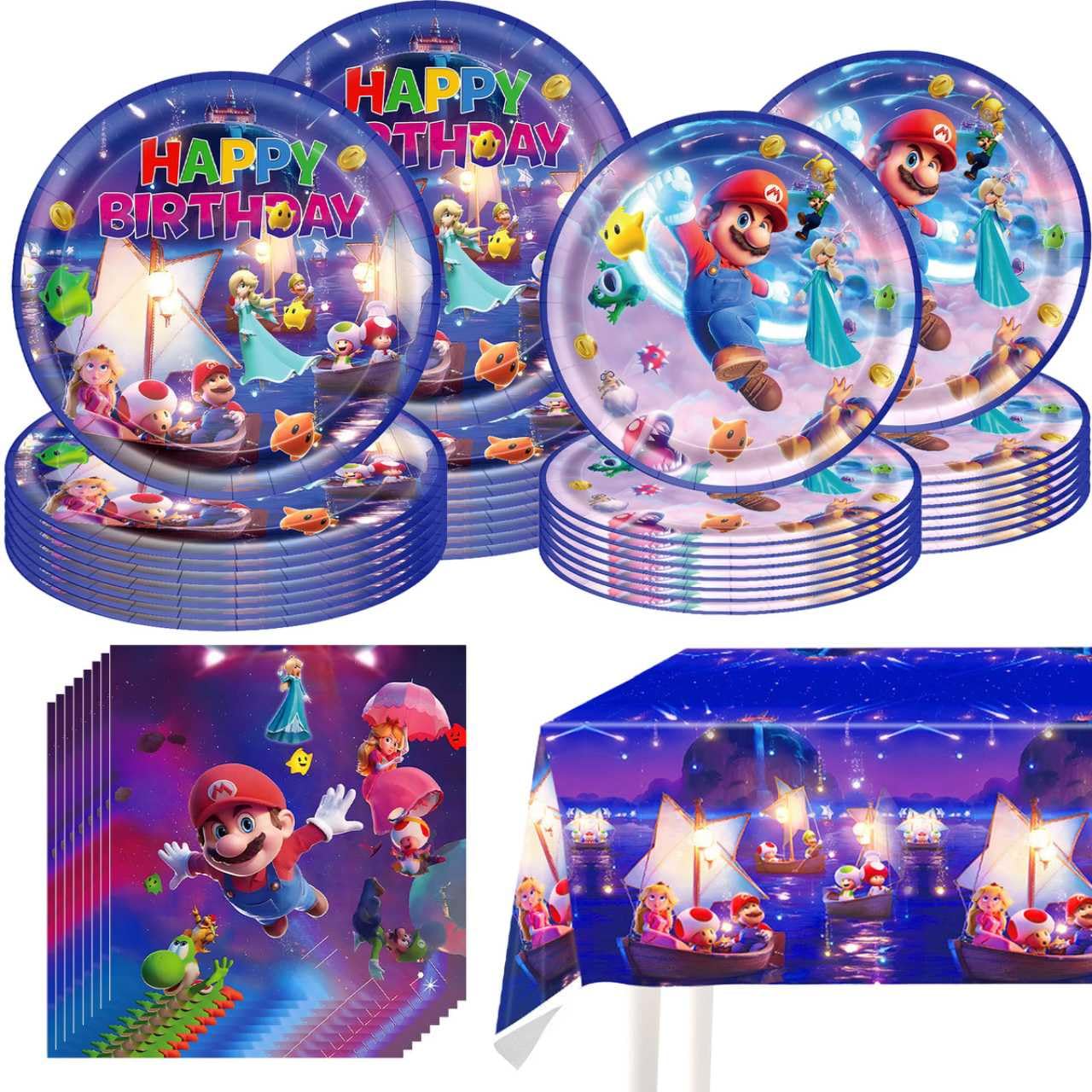 Mario Party Tableware plates napkins and tablecloth set