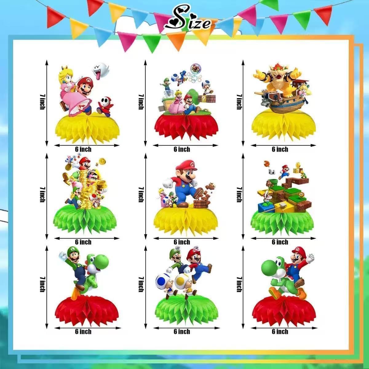 mario themed decorations 9 piece centerpieces