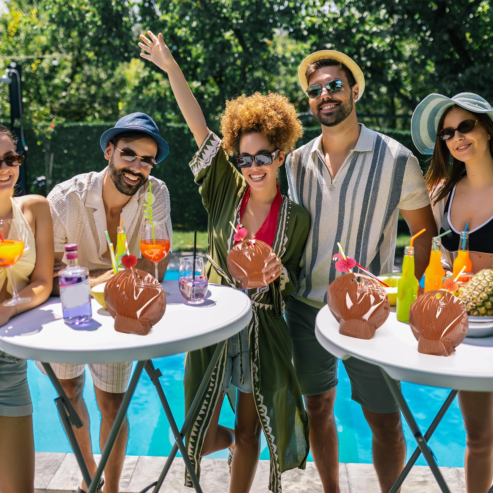 Coconut drink pouches designed for poolside and outdoor events